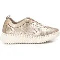 Carmela for woman. 16236905-ORO Leather trainers 162369 gold (35), Flat, Laces, Casual