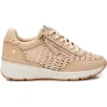 Carmela for woman. 16232602-BEIGE Leather trainers 162326 beige (39), Flat, Laces, Zip, Casual