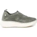 Carmela for woman. 16232504-KAKI Leather trainers 162325 green (36), Flat, Laces, Casual