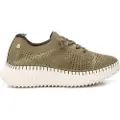 Carmela for woman. 16236904-KAKI Leather trainers 162369 green (37), Flat, Laces, Casual