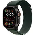 Apple Watch Ultra 2 - 49 mm - svart titan - smartklokke med Alpine Loop - tekstil - mørkegrønn - båndbredde: S - 64 GB - LTE, Wi-Fi 4, UWB, Bluetooth - 4G - 61.8 g