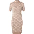GUESS for woman. W3YK39Z37K0 Knitted midi dress with beige 4G logo (L), Casual, Viscose, Short sleeve