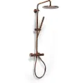 BLUE LABEL Brusesystem med Ø250 mm hovedbruser samt termostatarmatur - inklusiv koblinger og rosetter - børstet bronze