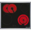 Bosch Serie | 6 PKN645FP2E - Keramisk komfyrtopp - 4 plater - Nisje - bredde: 56 cm - dybde: 49 cm - med pynt av rustfritt stål - svart