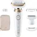 Braun Silk-épil 9 Flex 9-041 3D, Gull, Hvit, 40 pinsett, MicroGrip, 0,5 mm, Batteri, Innebygd batteri