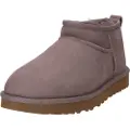 Ugg for woman. 1116109 Classic Ultra Mini lilac leather boots (39), Flat, None, Casual, Purple