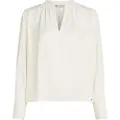 Tommy Hilfiger for woman. WW0WW44049 Beige V-neck blouse with ruffled V-neck (34), Casual, Viscose