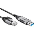 Goobay 74393, USB 3.0 type A, RJ45, 1 m, Sort, Sølv