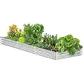 Vevor metallhevet hagebed, 12 x 4 x 1 fot utendørs galvanisert plantekasse, med åpen bunn, stor plantekasse hevet bed for hagearbeid av grønnsaker, blomster, urter og sukkulenter, sølv