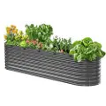 Vevor Metallhevet hagebed, 8 x 2 x 2 fot utendørs galvanisert plantekasse, med åpen bunn, stor oval plantekasse hevet bed for hagearbeid av grønnsaker, blomster, urter og sukkulenter, mørkegrå