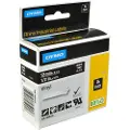 Dymo Rhino industri vinyl tape,12 mm x 5.5 m rull, hvit på sort