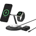 Belkin BoostCharge Pro 3-in-1 - Trådløst ladestativ - med Qi2 + AC-strømadapter - 15 watt - Fast Charge - svart