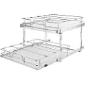 Vevor 2-lags 16"B x 21"D uttrekkbar skapoppbevaring, Heavy Duty Slide Out Pantry-hyller, Utrullingsskuffer i forkrommet stål, Skyveskuffeoppbevaring for innvendig kjøkkenskap, bad, under vasken