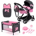 Bayer Design Kombi Dukkevogn XEO deluxe Sæt, Sort/Pink