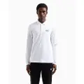 EA7 for man. 8NPF15_PJVQZ Core Identity long-sleeved polo shirt in white stretch cotton (4XL), Casual, Long sleeve