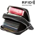 24hShop Svart lommebok i okseskinn med RFID-beskyttelse og mange praktiske rom