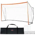 Vevor bærbart fotballmål, 3,6x1,8 m fotballnett for voksne og barn, stort treningsnett for fotball, sett med stålfiberstruktur, allværs fotballmål for utendørs bruk med bæreveske, oransje