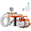 Vevor 5,7 l (1,5 gallon) vakuumkammer og 100 l/min (3,5 CFM) pumpesett, kammer i rustfritt stål, ett-trinns vakuumpumpe avgassingskammersett, med akryllokk, olje, 1,5 m (4,92 fot) slange, for avgassin