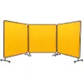 Vevor sveiseskjerm med ramme, 6' x 6' 3-panels sveiseskjermskjerm, flammehemmende vinyl sveiseskjerm på 12 svingbare hjul (6 låsbare), bevegelig og profesjonell for verksted, gul