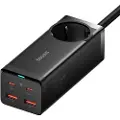 Baseus GaN3 Pro wall charger / powerstrip 2xUSB + 2xUSB-C + AC 100W (black) USB-hub - 5 porter - Svart