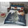 MCU Juletræ Nordlys Sengetøj med glitter til dobbeltdyne 200x200 cm