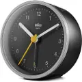 Braun BC12SB, Quartz vekkerklokke, Rund, Sort, Sølv, 12 timers, Alarm, Batteri