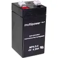Multipower MP4,5-4 Blybatteri 4 V 4.5 Ah Blyfleece (B x H x T) 48 x 100 x 52 mm Fladstik 6,35 mm Vedligeholdelsesfri, Lav selvafladning