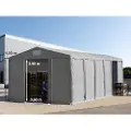 TOOLPORT 8x16 m lagertelt, PVC-presenning, grå, med bunnramme, uten statikk