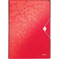 Leitz WOW - Utvidbar mappe - 6 rom - for A4 (210 x 297 mm) - kapasitet: 250 ark - geometric pattern - rød