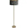 QAZQA Gulvlampe messing med oval fløyelskjerm bladmønster 50 cm - Simplo