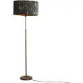 QAZQA Gulvlampe bronse med oval fløyels skjerm blad design 50cm - Parte