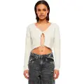 Urban Classics Tied Cropped Feather Cardigan