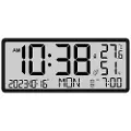 24hShop Digital veggklokke med dato, temperatur- og luftfuktighetsmåler - Svart