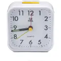 24hShop Tyst Analog Vekkerklokke Hvit