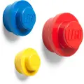 LEGO knagg til barnerommet - 3 pk - gul, blå, rød