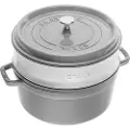 Zwilling STAUB LA COCOTTE, Stekeform, Rund, Støpejern, Keramisk, Gass, Halogen, Induksjon, Forseglet Plate, Grafitt, Grå, Emalje