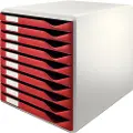 Leitz 52810028, Isopor, Bordeaux, Grå, A4, 10 skuffer, 285 mm, 290 mm