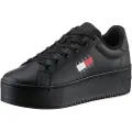 Tommy Hilfiger for woman. EN0EN02518 Black platform leather trainers (37), 1 to 3 cm, Laces, Casual
