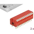 DeLOCK DIP flip switch piano 12-digit 2.54 mm pitch THT vertical - DIP-svitsj - rød (en pakke 2)