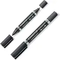 Staedtler Lumocolor duo - Twin-tip-markør - permanent - svart - 1.5 mm / 0.6 mm - medium / fin