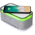 Gembird Digital alarm clock with speaker and wireless charging function - White