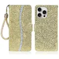 Mtp Products iPhone 16 Pro Stilig glitterlommeboketui - gull