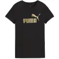 Puma ESS METALLIC No. 1 Logo Tee Women, Clothing, Black/Metallic Gold, M