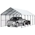 Vevor kraftig metallcarport, 13' x 26' utendørs carport med galvanisert stålramme og tak, biltelt og garasjeskjerm med avtakbare sidevegger, flerbruks billy for pickup, båt, bil og traktorer