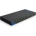 Linksys Business LGS116P - Switch - ikke-styrt - 8 x 10/100/1000 (PoE+) + 8 x 10/100/1000 - stasjonær, veggmonterbar - PoE+ (80 W) - AC 100/230 V