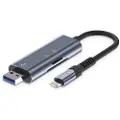 Tech-Protect UltraBoost USB-A/Lightning SD- og MicroSD-kortleser - grå