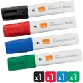Nobo Glide whiteboard marker bred skrå spids 10 mm hurtigttørrende blæk, pakke/4 stk. Assorteret