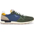 Pepe Jeans for man. PMS40030 Brit Camp leather shoes blue, green (43), Flat, Laces, Casual
