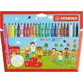 Stabilo Trio A-Z barnetusj 24 farger - 1 mm strek - pakke med 20 stk. assorterte + 4 stk. fluorfarger