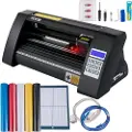 Vevor vinylkutter, 375 mm vinylplotter, LED-skjermplotterkutter, halvautomatisk innebygd optisk øye for nøyaktig veiledning, kompatibel med SignMaster-programvare for Windows-systemskrivebordsdesign